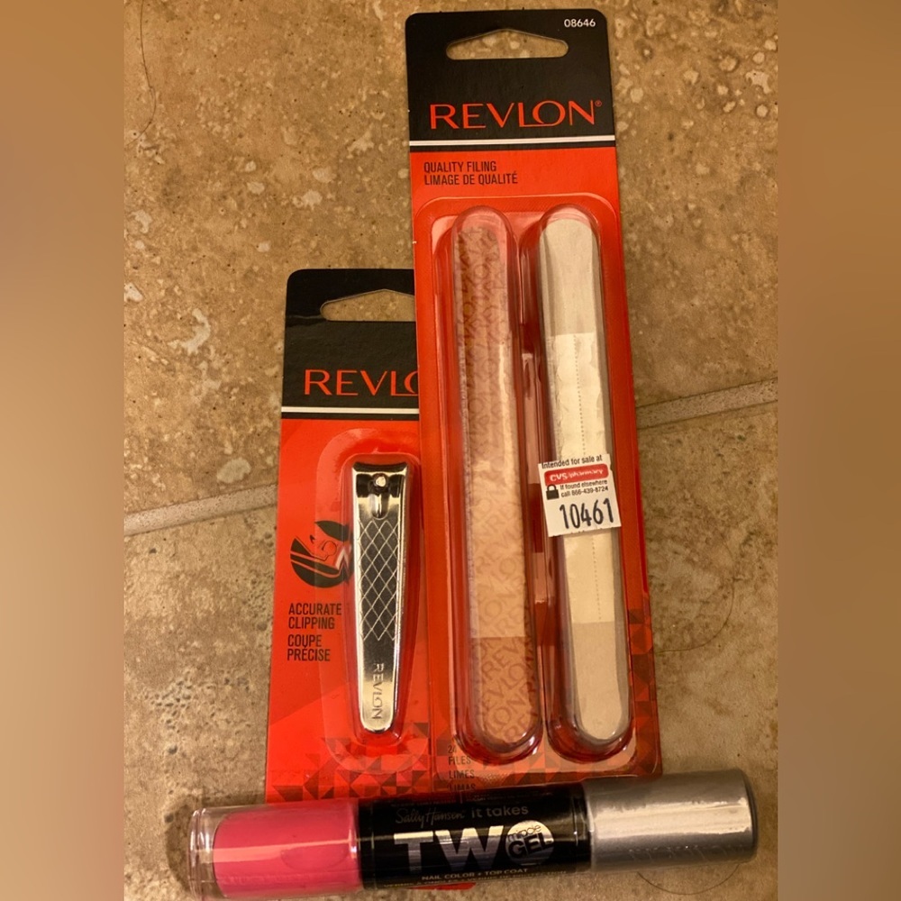 Gel Nail Color and Top Coat + Nail Clipper with File + Set of 24 emery boards
